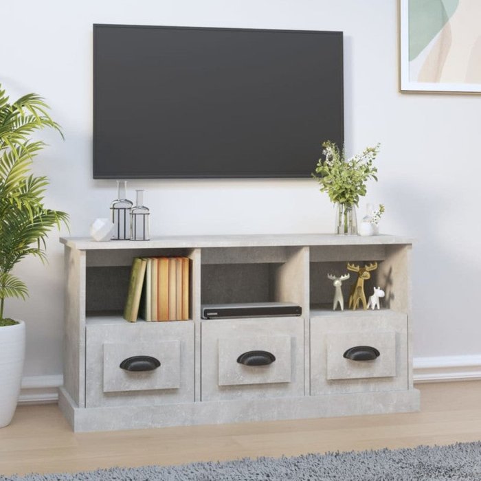 Vidaxl mueble para tv madera contrachapada gris hormigón 100x35x50 cm