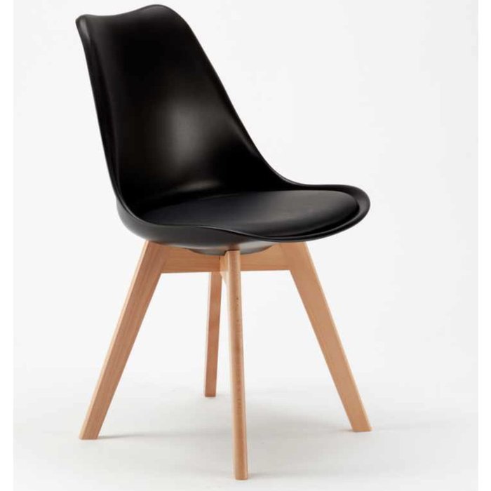 Silla natural y negra con cojín de piel sintética anko - juego de 2