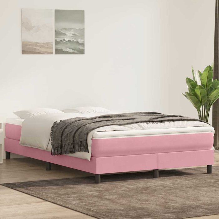 Maison exclusive - cama box spring sin colchón rosa terciopelo 140x220 cm