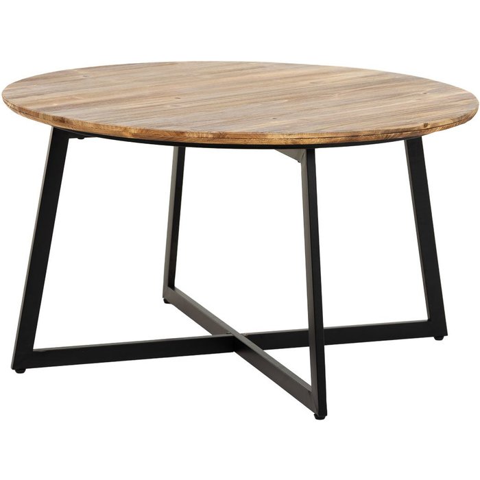 Mesa de centro de metal y madera redonda80x80x45h cm