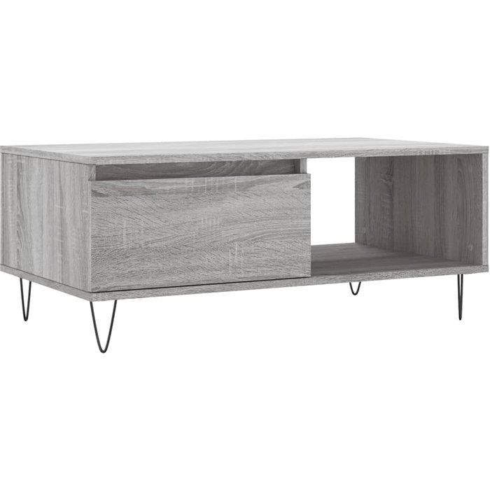Mesa de centro sonoma de contrachapado gris 90x50x36,5 cm - comfortxl