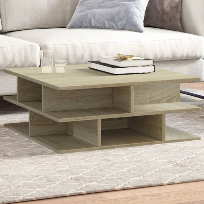Mesa de centro roble sonoma 70x70x29 cm madera contrachapada