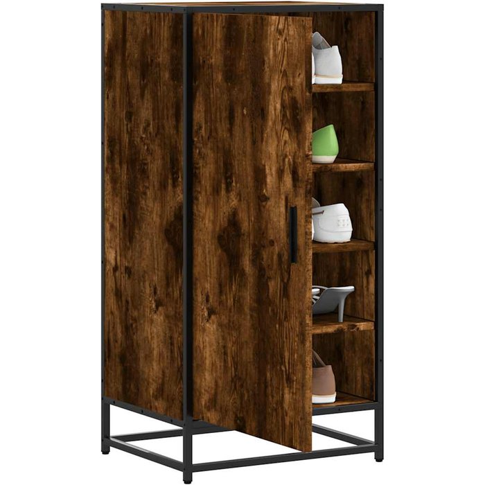 Zapatero de roble ahumado, 48x38x97,5 cm, madera de ingeniería.