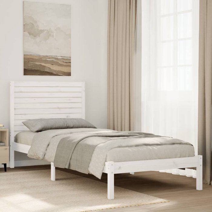 Cama extralarga sin colchón madera maciza blanca 90x220 cm