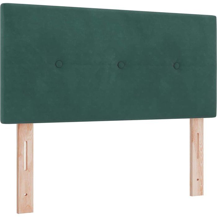 Cabecera led con botones tapizados en terciopelo verde oscuro de 90 cm