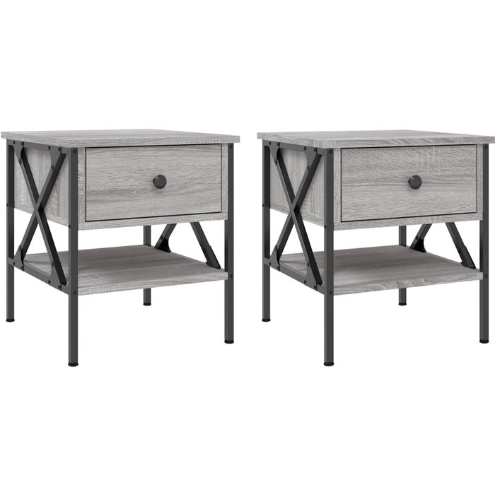 Mesita de noche 2 piezas madera laminada sonoma gris 40x42x45 cm - comfortxl