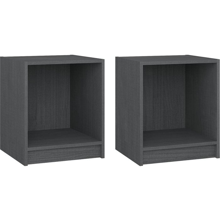 Mesitas de noche 2 uds gris 35,5x33,5x41,5cm madera maciza de pino