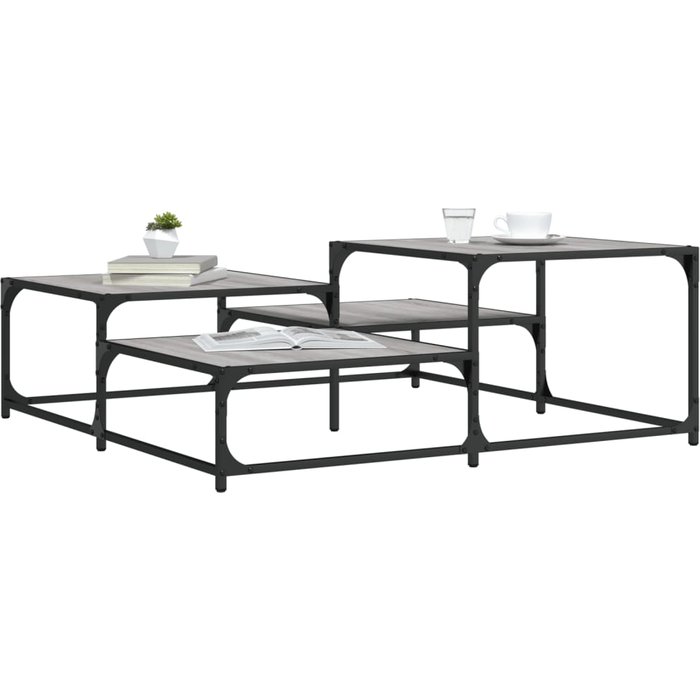 Mesa de centro sonoma gris 107x107x40 cm de madera contrachapada