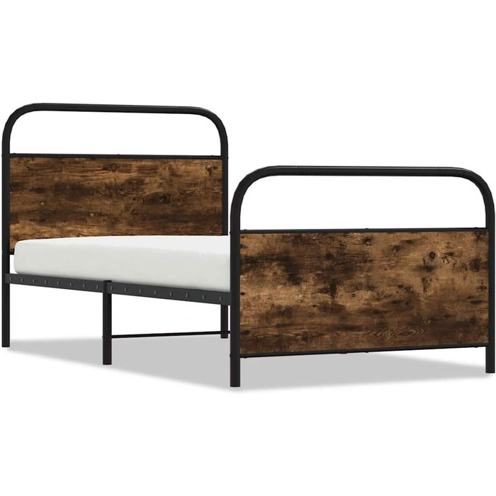 Estructura de cama sin colchón 90x200 cm madera roble ahumado — comfortxl