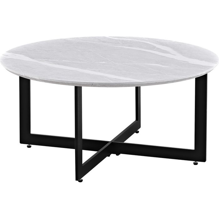 Mesa de centro efecto mármol gris claro 75x75x35 cm