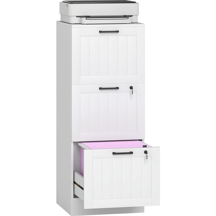 Cajonera móvil oficina 3 cajones cerradura a4 40x40x101cm blanco