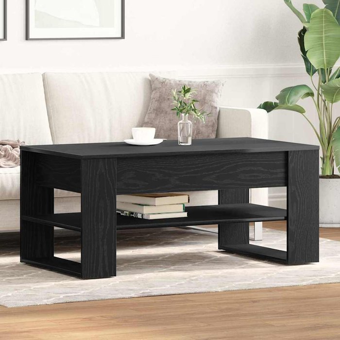Mesa de café roble negro 102 x 55 x 45 cm madera contrachapada