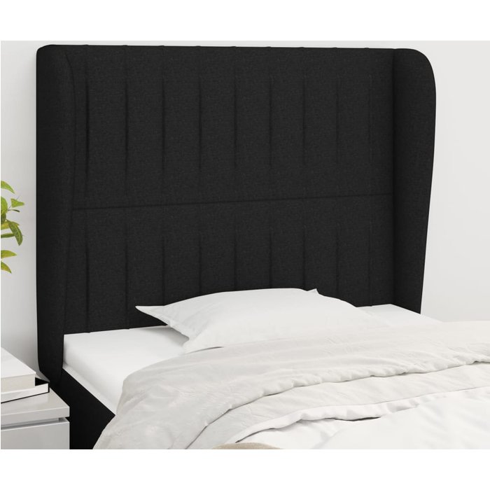 Cabecero con orejas de tela negro 103x23x118/128 cm vidaxl