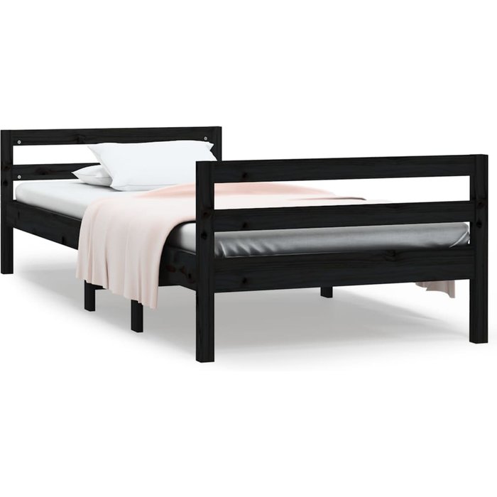 Estructura de cama madera maciza de pino negro 75x190 cm — comfortxl