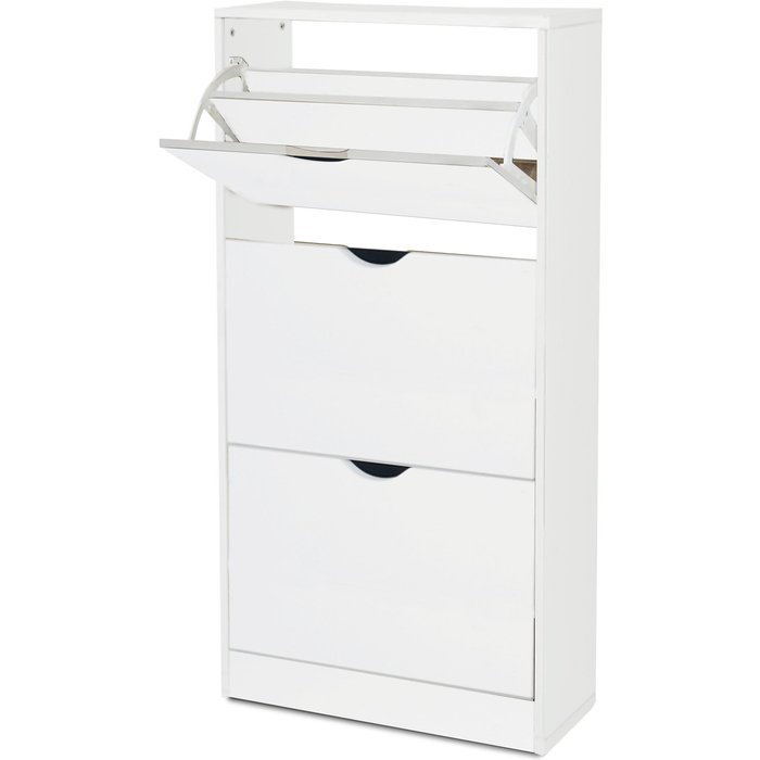 Tienda eurasia – zapatero, 3 puertas abatibles, 118x60x24 cm, aglomerado, blanco