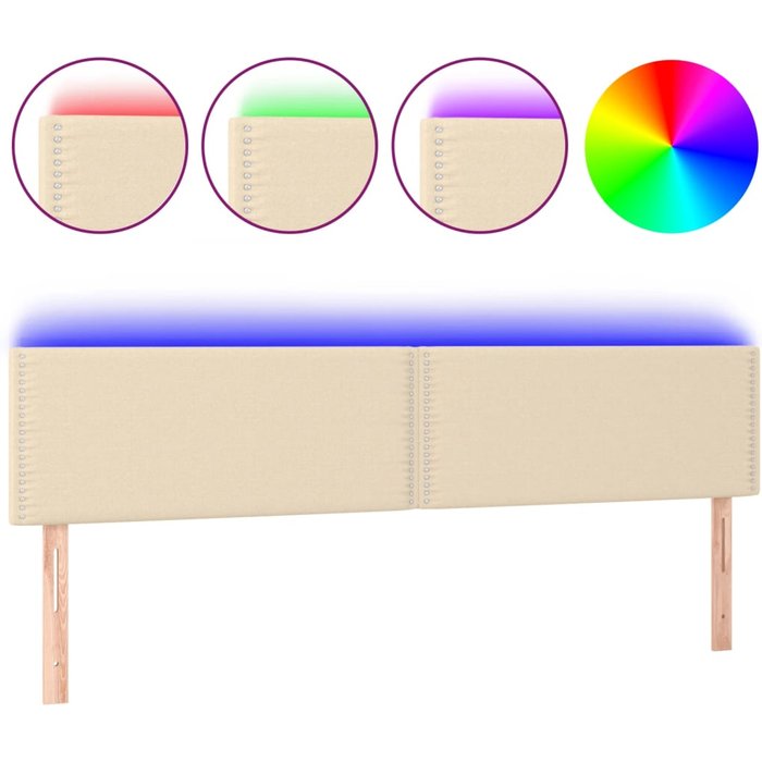 Cabecero con led de tela color crema 180x5x78/88 cm - comfortxl