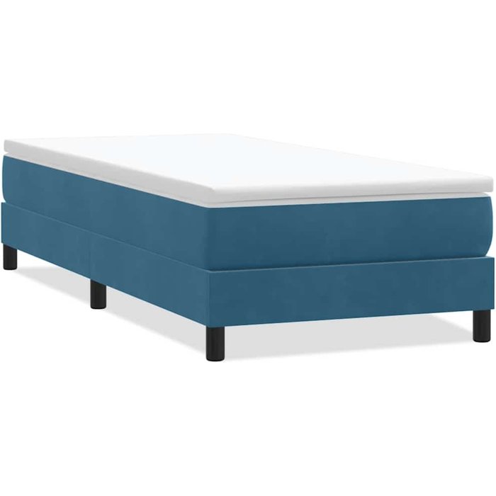 Cama box spring sin colchón azul oscuro terciopelo 90x220 cm — comfortxl