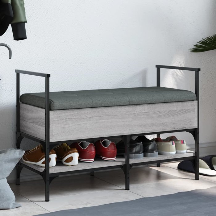 Banco zapatero sonoma gris 85,5x42x57,5 cm madera contrachapada
