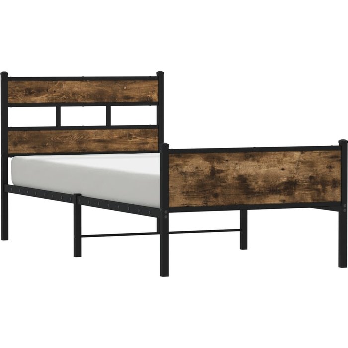 Estructura de cama sin colchón madera roble ahumado 90x190 cm — comfortxl
