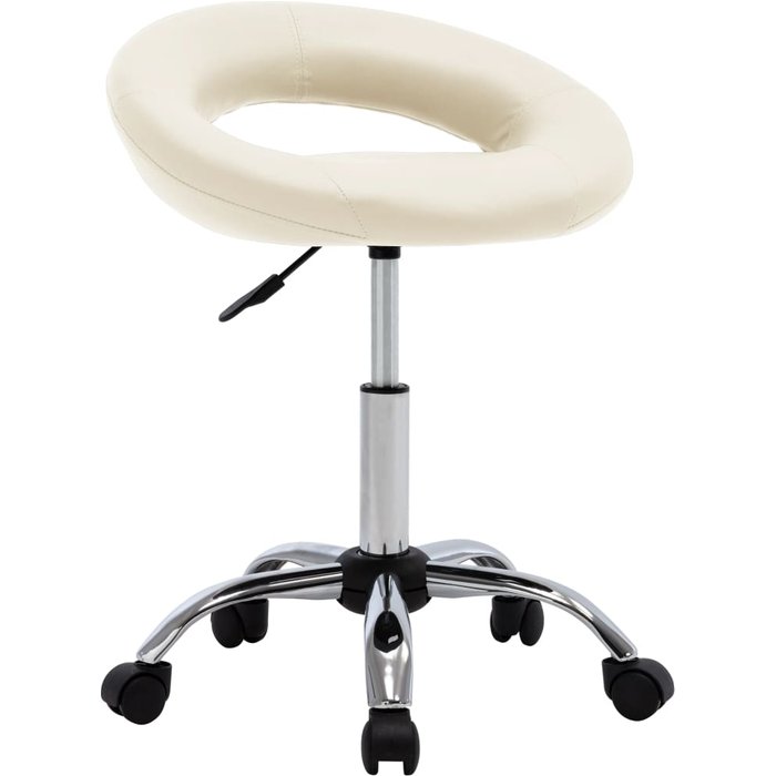 Silla de trabajo con ruedas cuero sintético crema - comfortxl