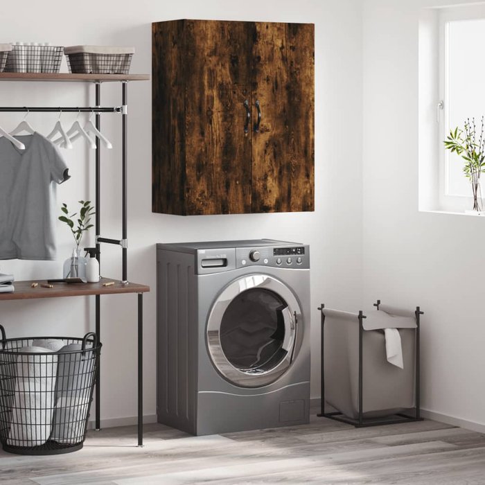 Vidaxl armario de pared madera ingeniería roble ahumado 69,5x34x90 cm