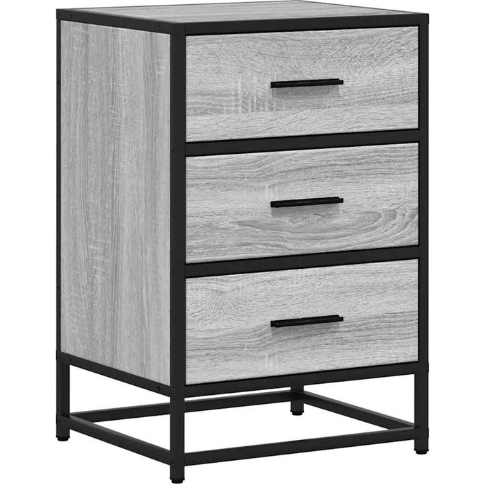 Mesita noche madera ingeniería gris sonoma 40x34,5x60 cm metal - comfortxl