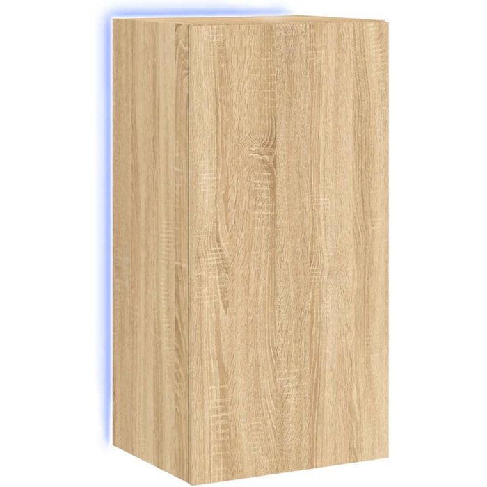 Mueble de tv de pared con luces led roble sonoma 40,5x35x80 cm - comfortxl