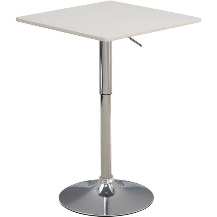 Mesa alta cuadrada regulable en altura blanca