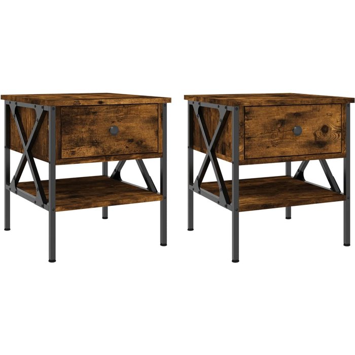 Mesitas de noche 2 piezas roble ahumado 40x42x45 cm madera contrachapada