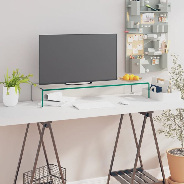Vidaxl soporte para tv/elevador monitor cristal claro 90x30x13 cm