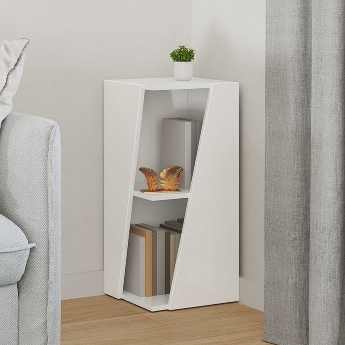 Estante lateral blanco brillante, 33 x 32 x 70,5 cm - pangivo