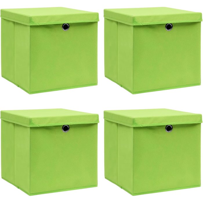 Maison exclusive - cajas de almacenaje con tapas 4 uds tela verde 32x32x32 cm