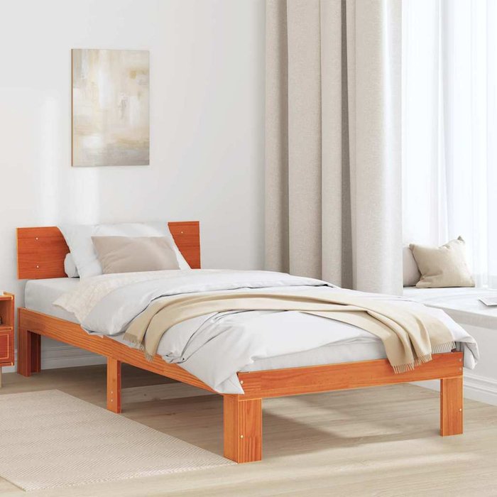 Maison exclusive - estructura de cama con cabecera marrón cera 75 x 190 cm