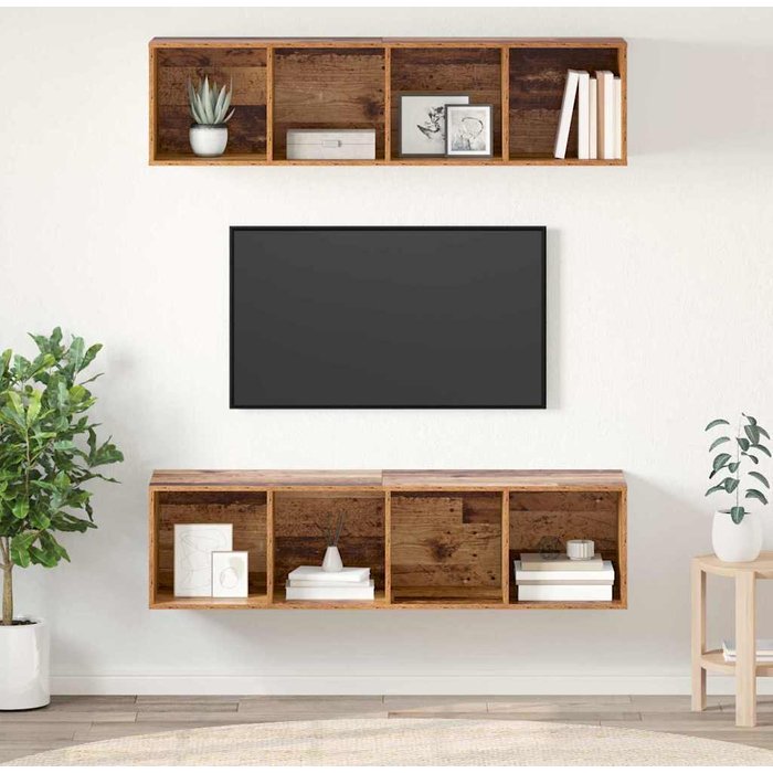 Vidaxl conjunto de mueble de tv 2 pcs madera antigua