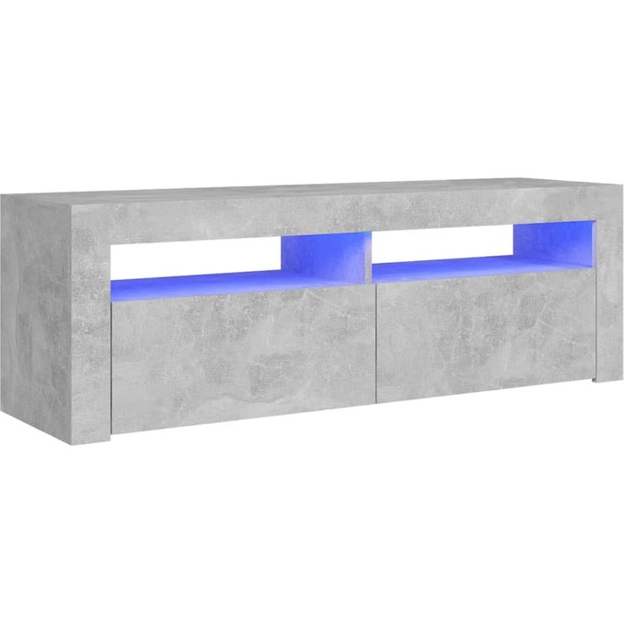 Mueble tv con luces led gris hormigón 120x35x40 cm
