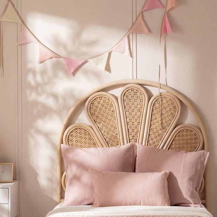 Cabecero individual de fibra natural natural 100x125 cm