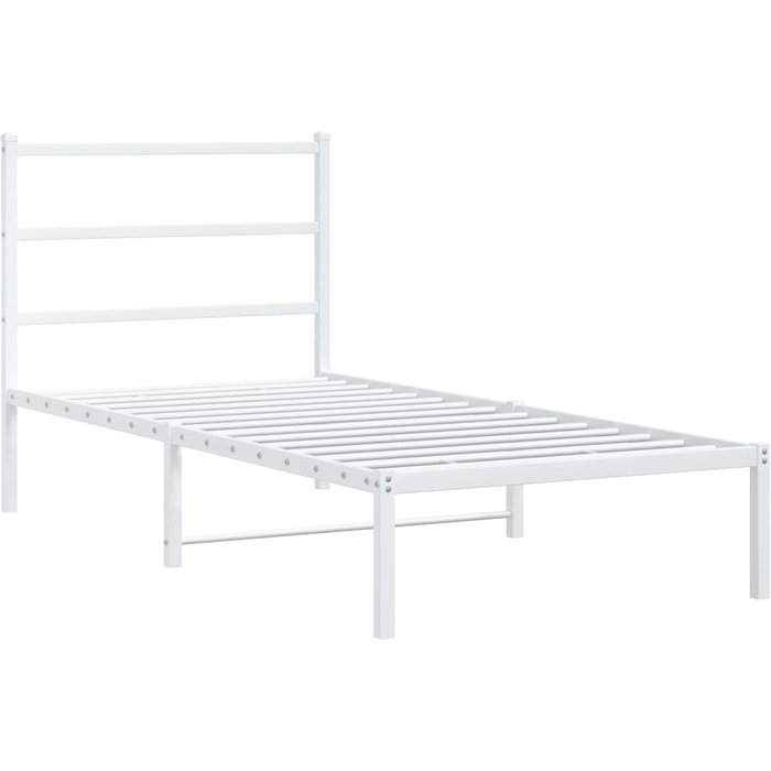 Estructura cama sin colchón con cabecero metal blanco 90x200 cm — comfortxl