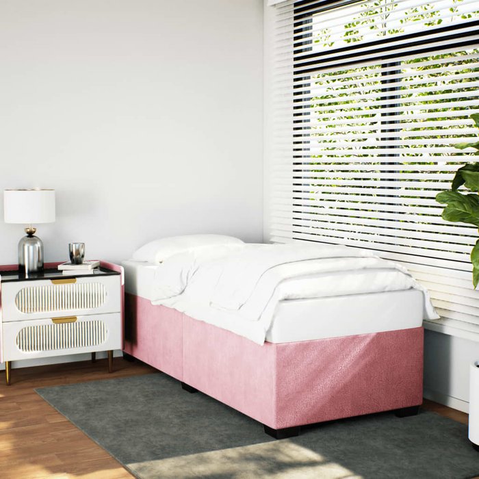 Estructura de cama sin colchón terciopelo rosa 90x190 cm vidaxl