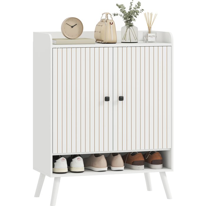 Zapatero 2 puertas blanco 75x35x97cm - 15 pares - estantes ajustables