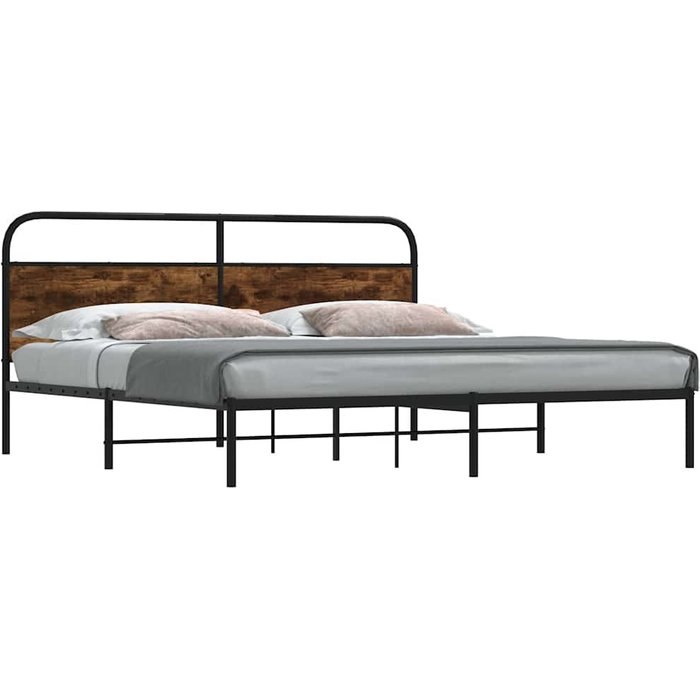 Estructura de cama sin colchón metal roble ahumado 200x200 cm vidaxl