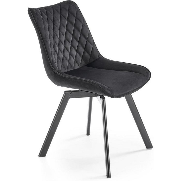 Silla de diseño jovil de metal y terciopelo negro