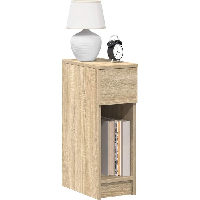 Mesita de noche con cajón, roble sonoma, 20x36x60 cm