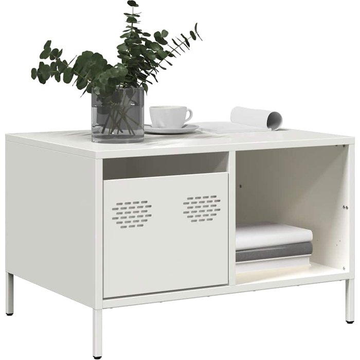 Mesa de centro acero laminado en frío blanco 68,5x50x43,5 cm vidaxl
