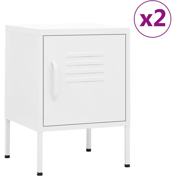 Mesitas de noche 2 uds blanco acero 35x35x51 cm vidaxl