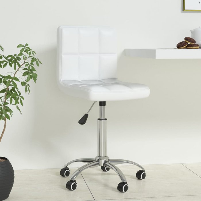Silla de oficina | sillón oficina giratoria de cuero sintético blanco cfw507636