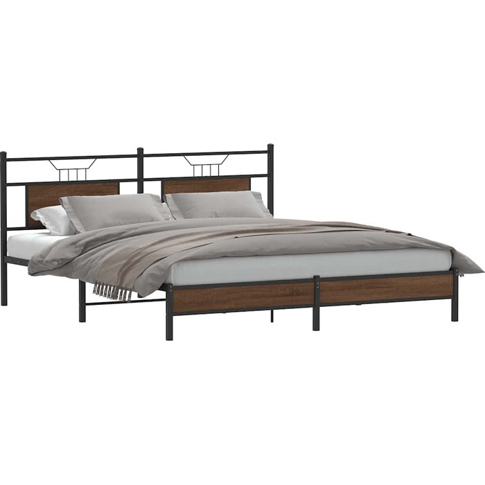 Estructura de cama sin colchón madera marrón roble 160x200 cm