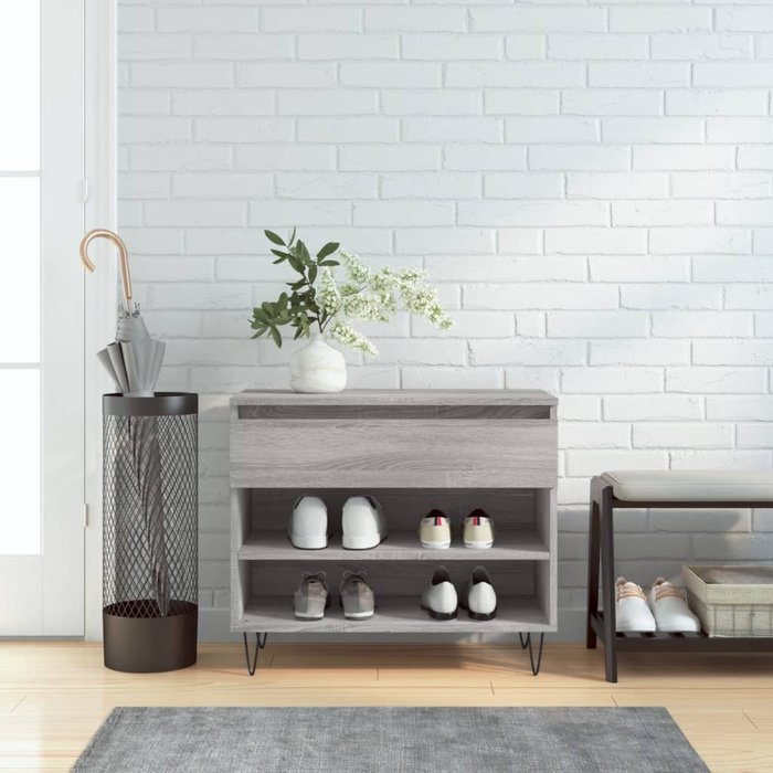Maison exclusive - mueble zapatero madera contrachapada gris sonoma 70x36x60 cm