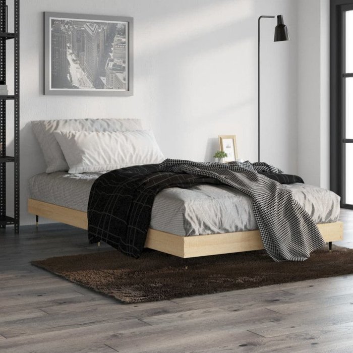 Vidaxl estructura de cama sin colchón madera roble sonoma 90x200 cm