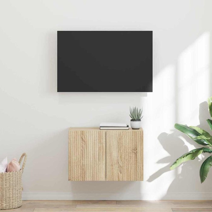 Mueble de tv de pared, acabado roble sonoma, 59,5 x 31 x 40 cm