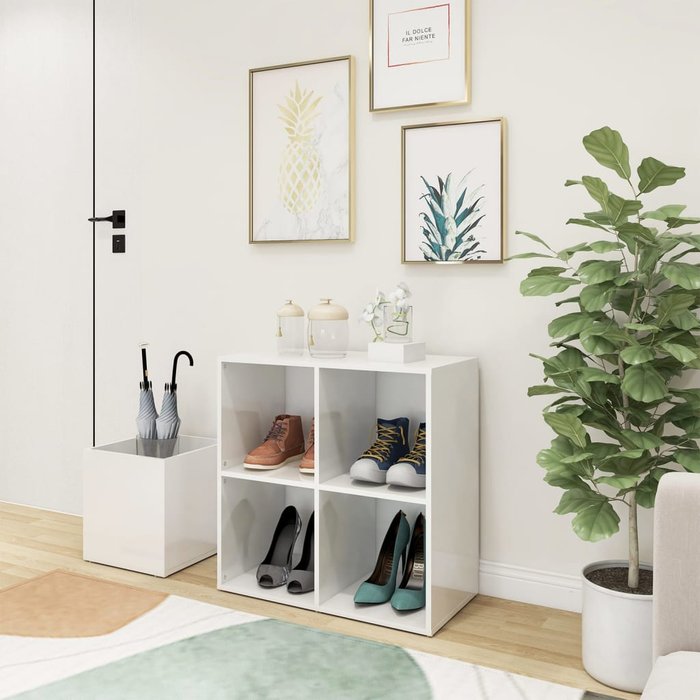 Zapatero aglomerado blanco brillo 105x35,5x70 cm